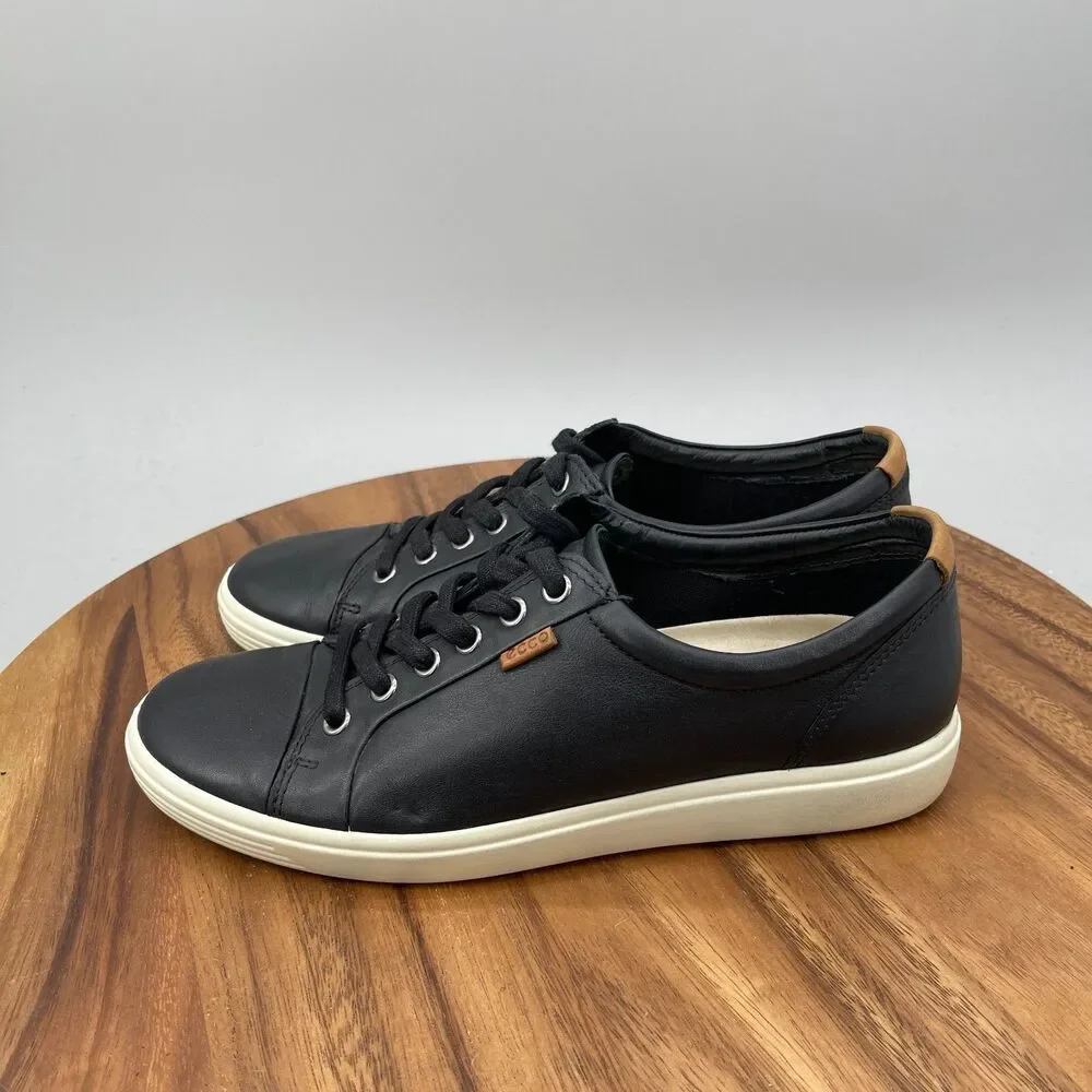 Ecco Soft 7 Shoes Women 9 / 40 Black Leather Casual Comfort Walking Sneakers